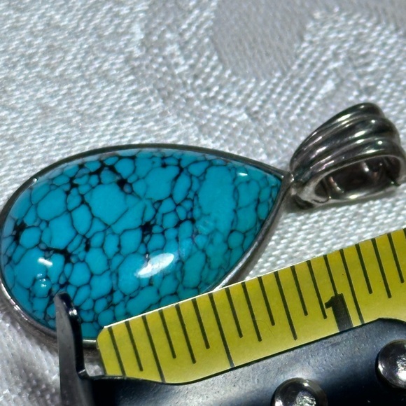 WK Whitney Kelly Turquoise Pendant Teardrop Shaped 925 Sterling 5423 B - Picture 7 of 12